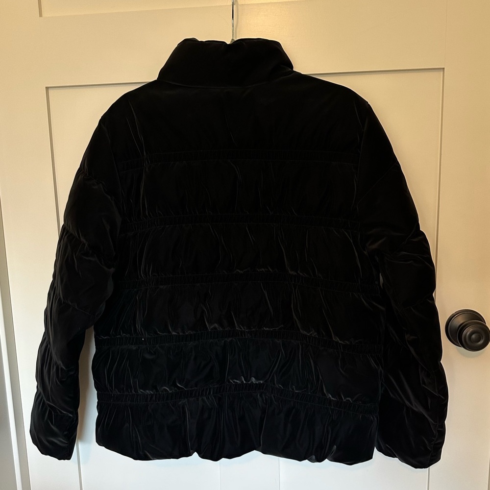 Athleta black faux velvet puffer - Picture 2 of 4